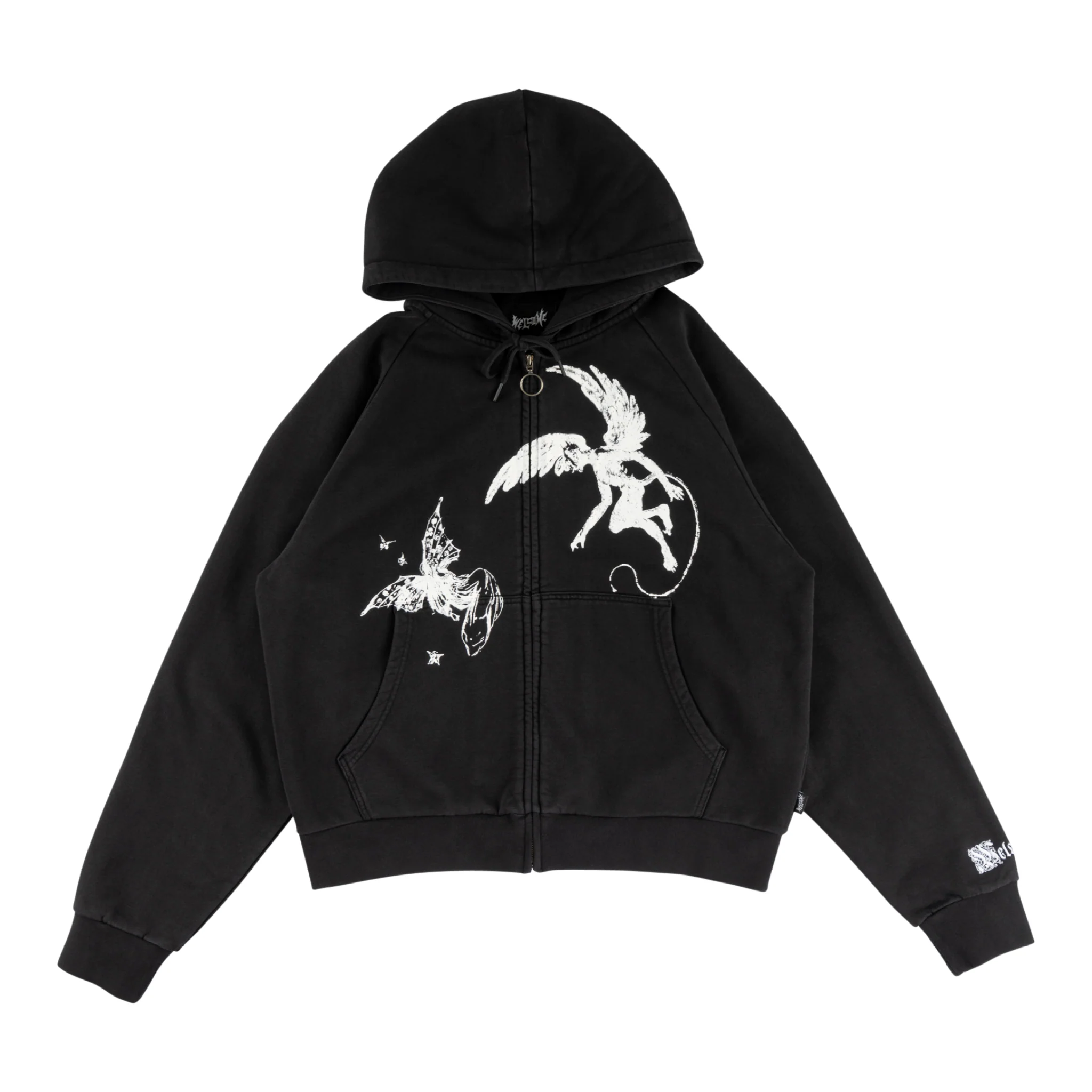 Duality Cropped Pigment-Dyed Zip Hoodie