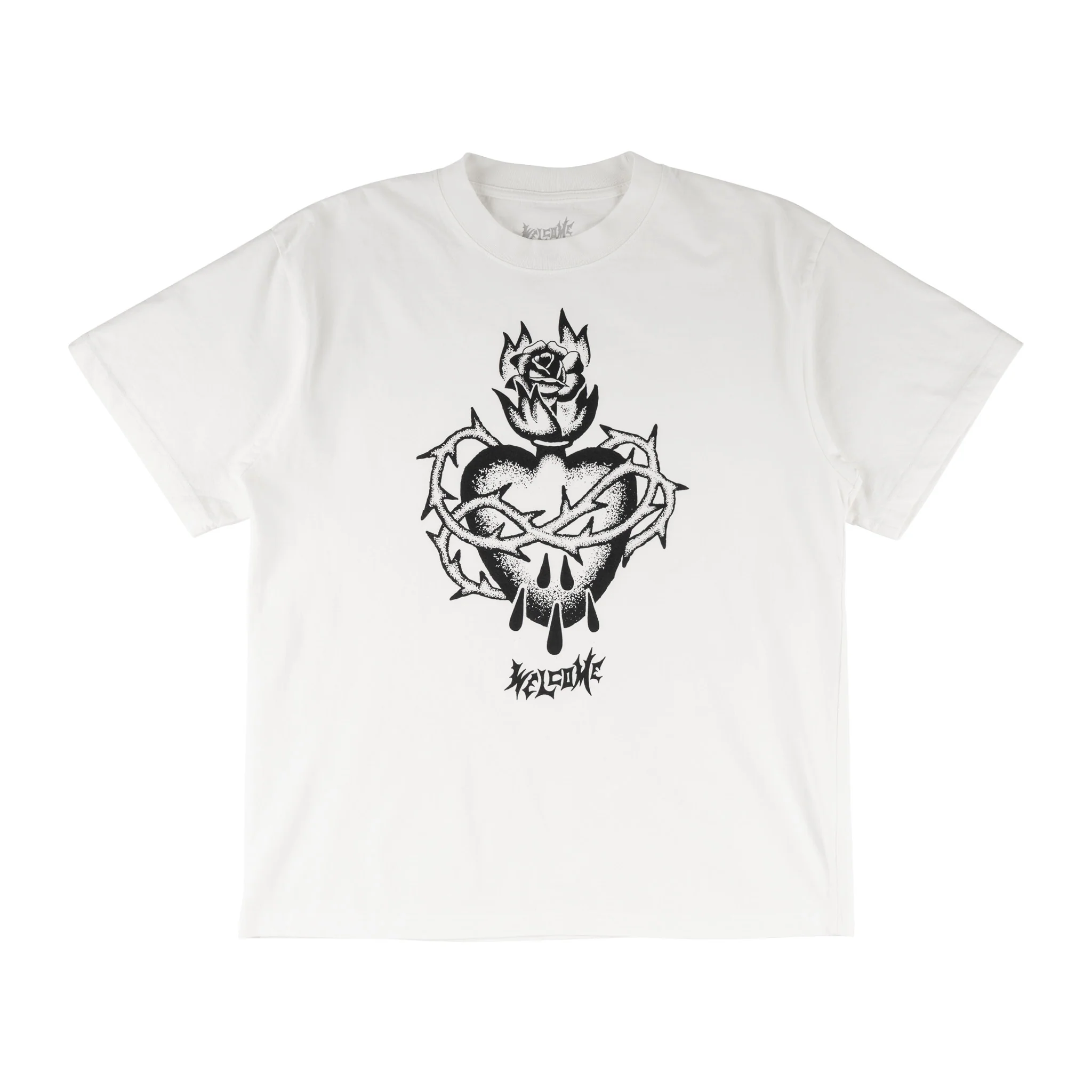 Hallowed Printed Boxy Garment-Dyed Tee - White