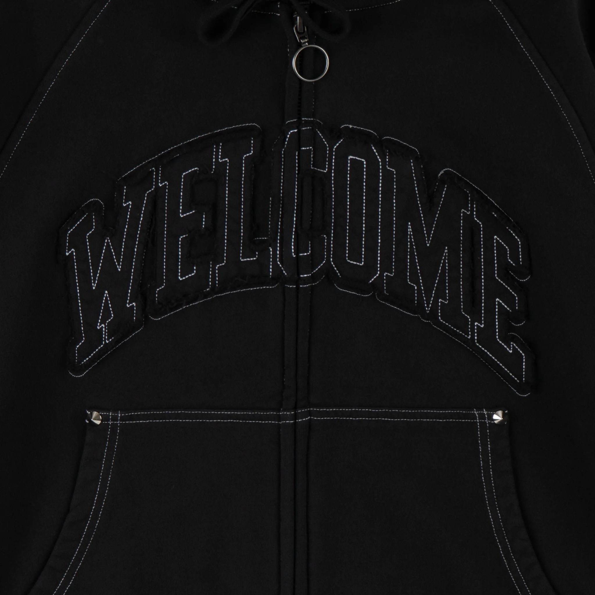 Kellen Cropped Pigment-Dyed Studded Zip Hoodie - Image 2
