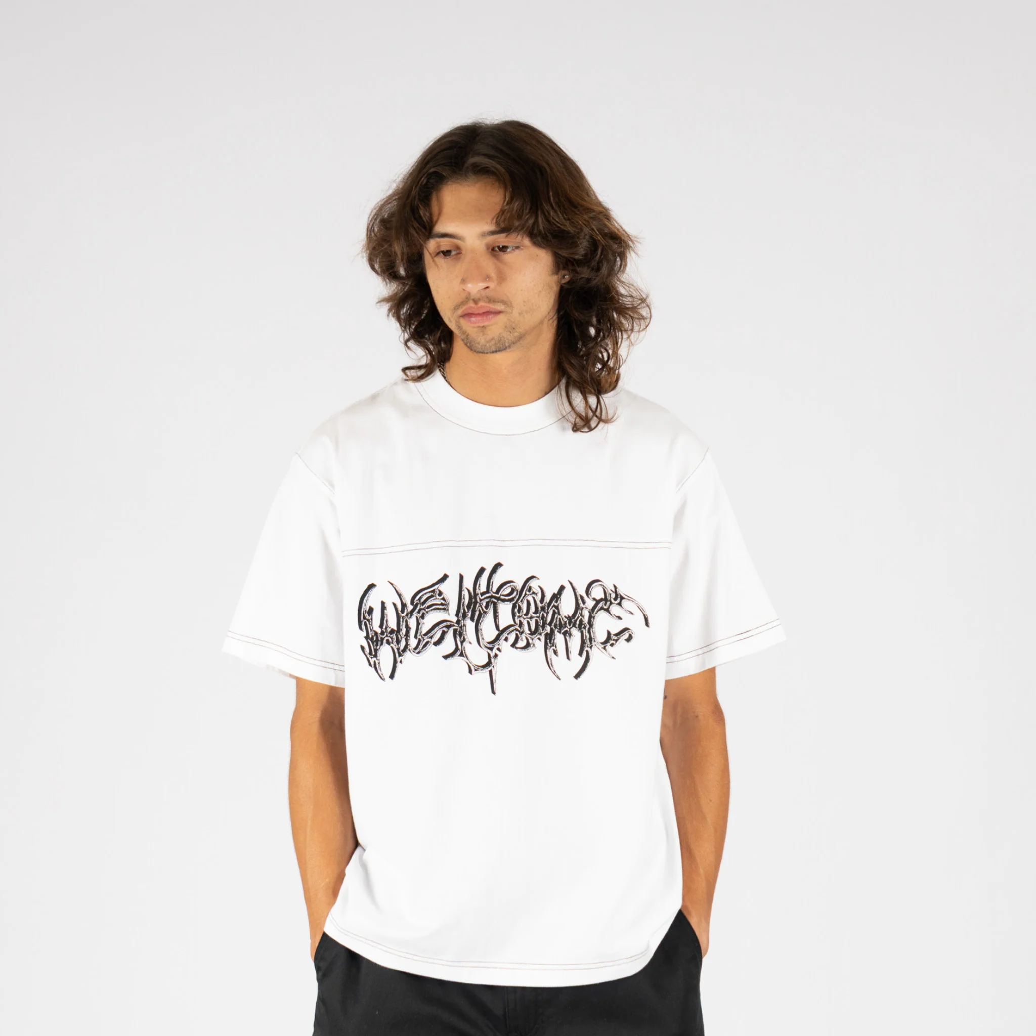 Spire Boxy Contrast Stitch Football Tee - Image 4